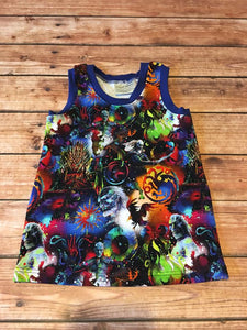 3 Children's Tank Tops in Mystery Prints NB-5T42